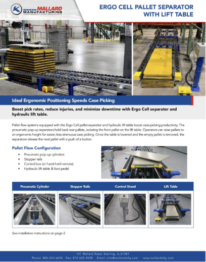 Mallard - Ergo Cell Pallet Separator with Lift Table
